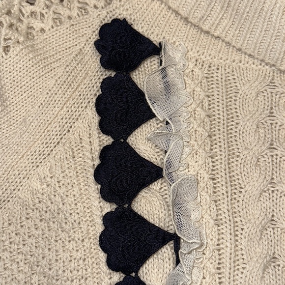 J. Crew Cream Knit Turtleneck with Lace Trim Accents Size XS - Picture 2 of 6
